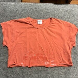 Gymshark KK Fit Twins Collab Tee-Shirt Raw Crop Top Orange Size Large